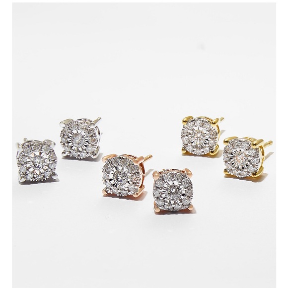 Diamond Halo Earrings - Picture 5 of 16